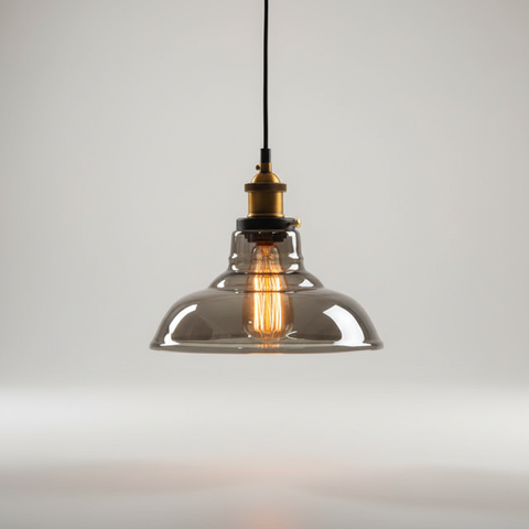 Industrial Glass Pendant Light with Adjustable Height