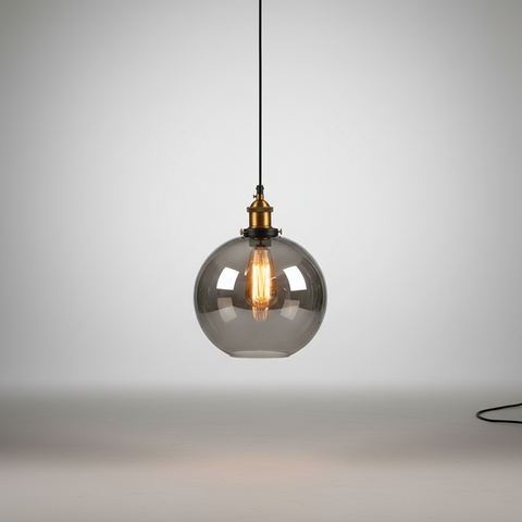 Industrial Glass Pendant Light with Adjustable Height
