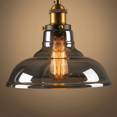 Industrial Glass Pendant Light with Adjustable Height