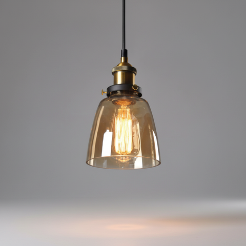 Industrial Glass Pendant Light with Adjustable Height