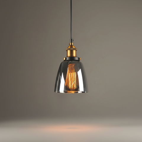Industrial Glass Pendant Light with Adjustable Height