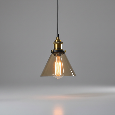 Industrial Glass Pendant Light with Adjustable Height