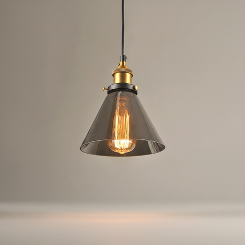 Industrial Glass Pendant Light with Adjustable Height