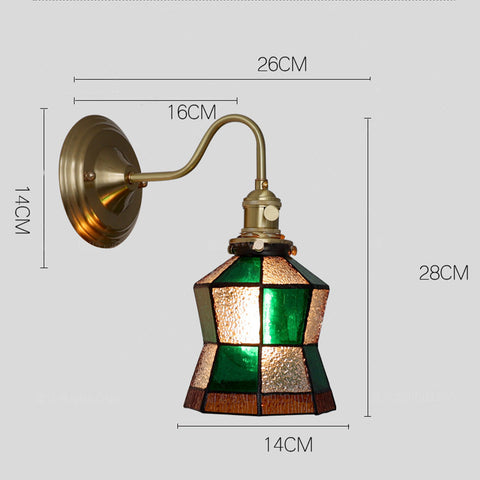 Tiffany-Style Glass Wall Sconce with Brass Frame