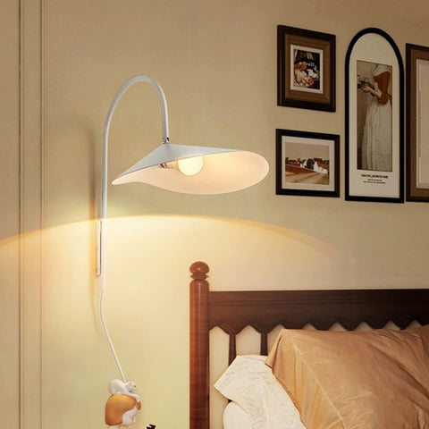 Iron Arum Wall Sconce with Curved Shade