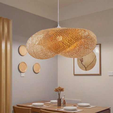Handwoven Bamboo Pendant Light for Dining Rooms and Modern Living Spaces