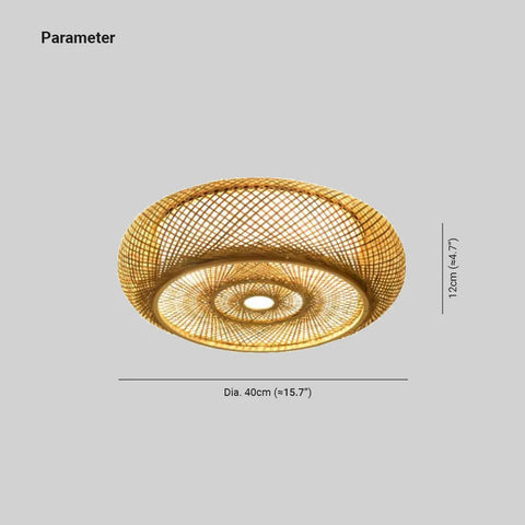 Woven Rattan Flush Mount Ceiling Light for Bedrooms and Living Rooms
