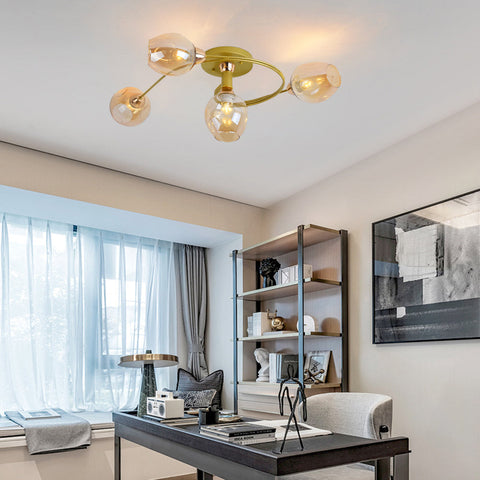Glass Globe LED Flush Mount Ceiling Light for Dining Room Lighting