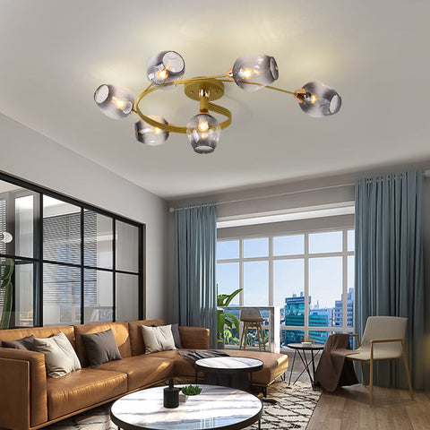 Glass Globe LED Flush Mount Ceiling Light for Dining Room Lighting