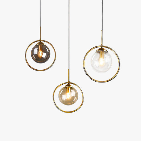 Glass Globe Ring Pendant Light for Dining and Living Room Lighting