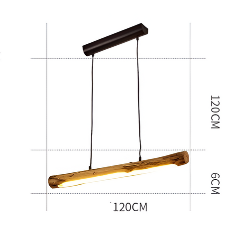 Pendant Light with Natural Wood Branch Form and Retro Style