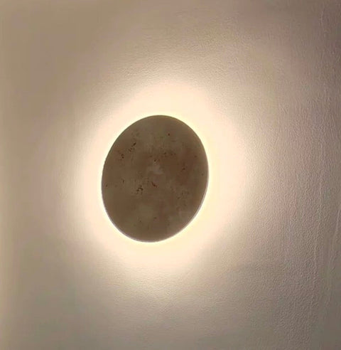 Wall Light with Round Travertine Shade