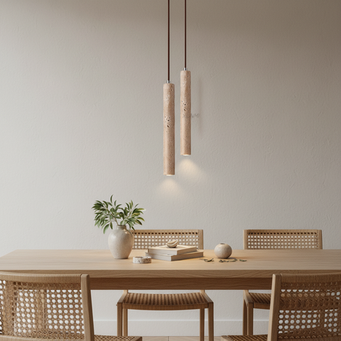 Minimalist Stone and Wood Pendant Ceiling Light with G9 Socket and Adjustable Color Temperature