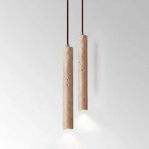 Minimalist Stone and Wood Pendant Ceiling Light with G9 Socket and Adjustable Color Temperature