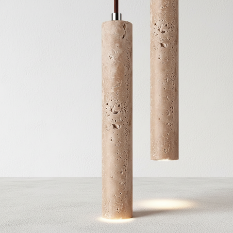 Minimalist Stone and Wood Pendant Ceiling Light with G9 Socket and Adjustable Color Temperature