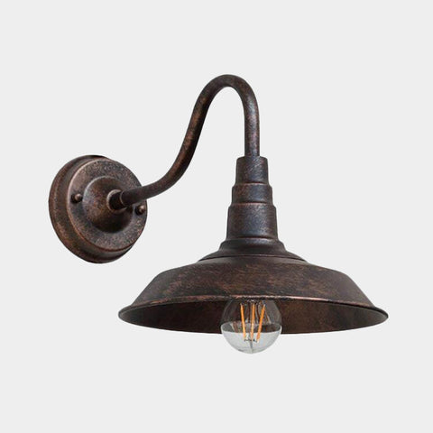 Industrial Gooseneck Wall Lamp with Metal Shade