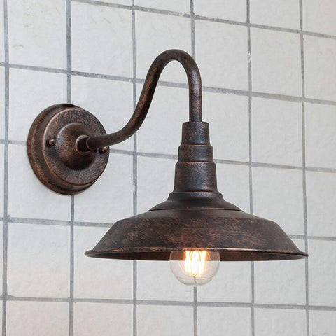 Industrial Gooseneck Wall Lamp with Metal Shade