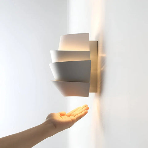 Layered Metal Wall Sconce with Up and Down Lighting for Indoor Spaces