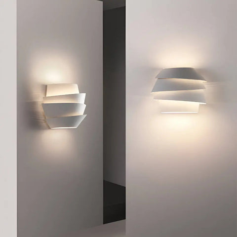 Layered Metal Wall Sconce with Up and Down Lighting for Indoor Spaces