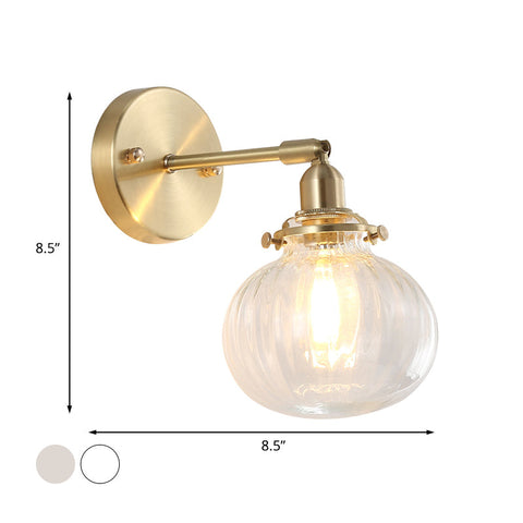 Vintage Ribbed Glass Wall Light with Metal Frame for Indoor Accent Lighting