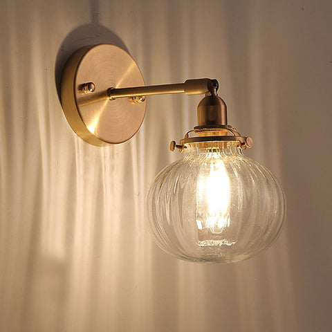 Vintage Ribbed Glass Wall Light with Metal Frame for Indoor Accent Lighting