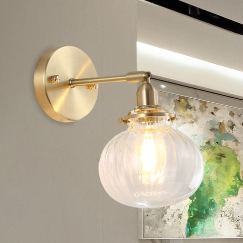 Vintage Ribbed Glass Wall Light with Metal Frame for Indoor Accent Lighting