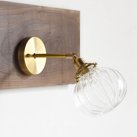 Vintage Ribbed Glass Wall Light with Metal Frame for Indoor Accent Lighting
