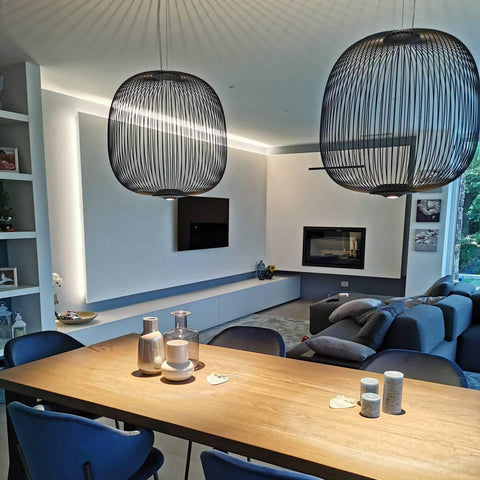 Modern Sculptural Metal LED Pendant Light for Dining and Living Rooms