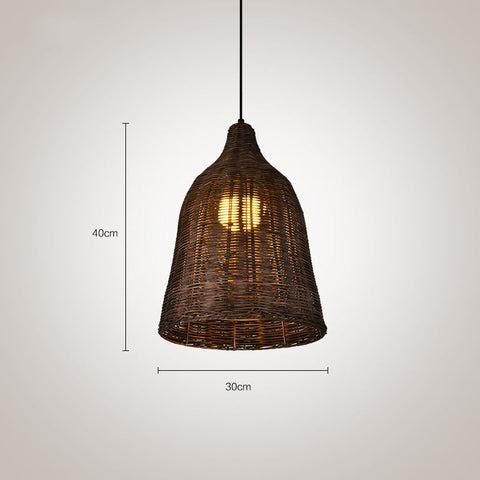 Tapered Rattan Basket Pendant Light