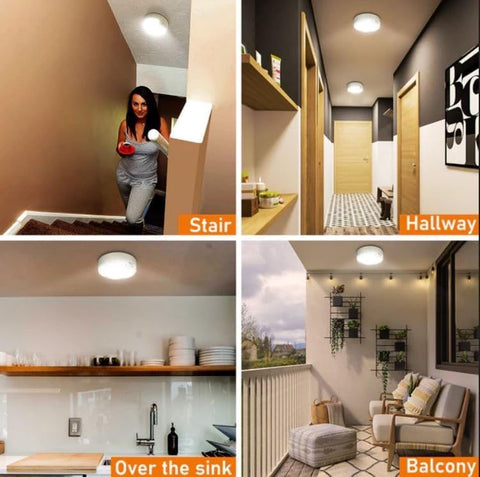 Ceiling Light with Motion Sensor and Battery-Powered LEDs