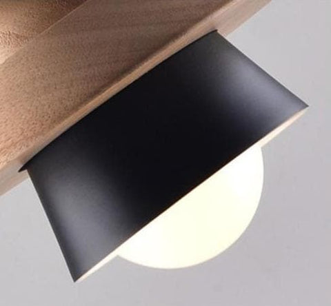 Pendant Light with Layered Wood and Aluminum Shade and Cord Options