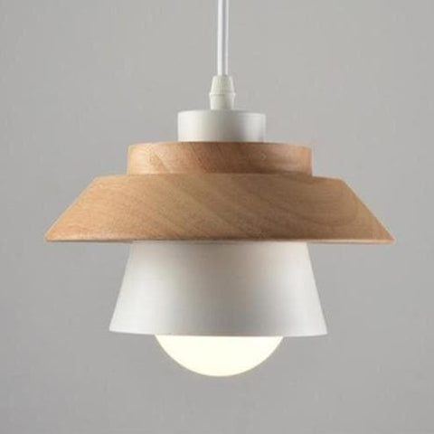 Pendant Light with Layered Wood and Aluminum Shade and Cord Options