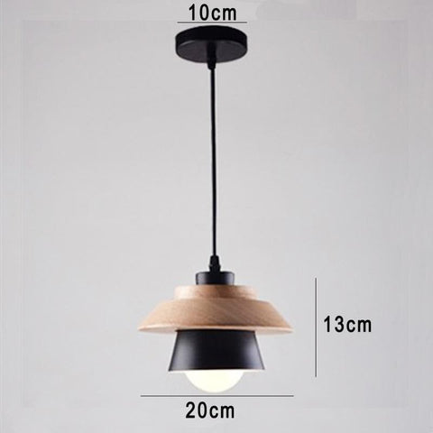 Pendant Light with Layered Wood and Aluminum Shade and Cord Options