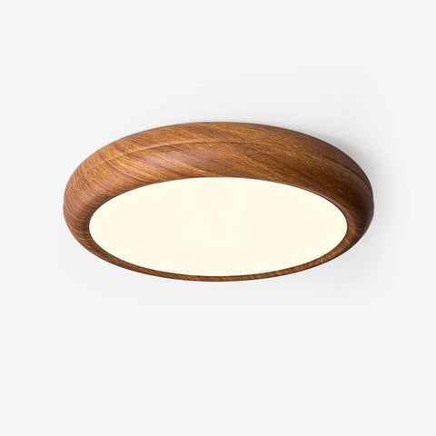 Wood-Grain LED Flush Mount Ceiling Light for Bedrooms and Dining Rooms