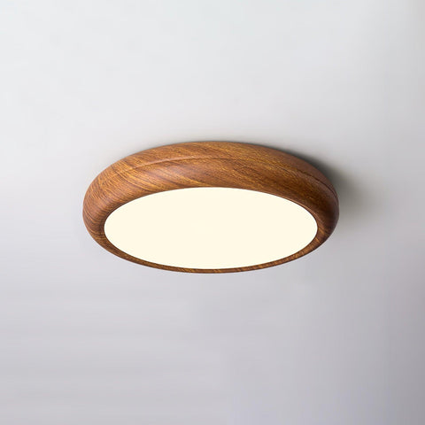 Wood-Grain LED Flush Mount Ceiling Light for Bedrooms and Dining Rooms