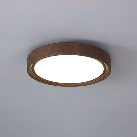 Wood-Grain LED Flush Mount Ceiling Light for Bedrooms and Dining Rooms
