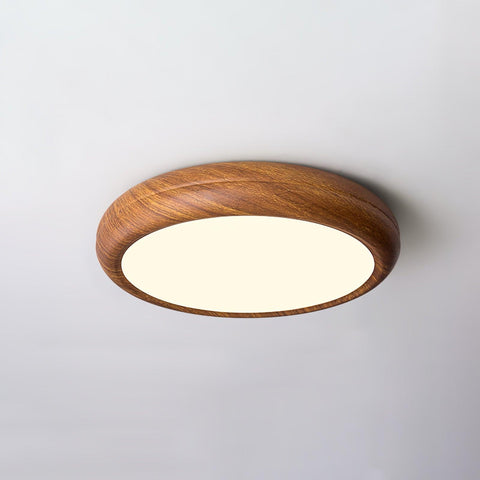 Wood-Grain LED Flush Mount Ceiling Light for Bedrooms and Dining Rooms