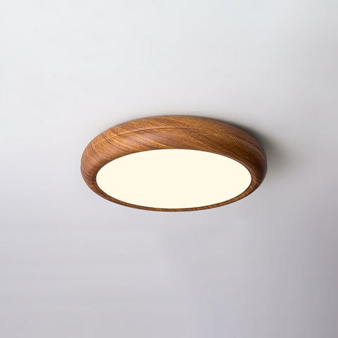 Wood-Grain LED Flush Mount Ceiling Light for Bedrooms and Dining Rooms