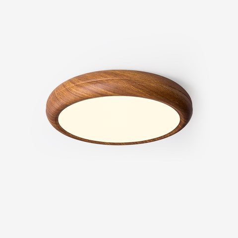 Wood-Grain LED Flush Mount Ceiling Light for Bedrooms and Dining Rooms