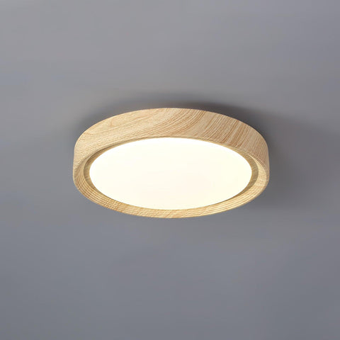Wood-Grain LED Flush Mount Ceiling Light for Bedrooms and Dining Rooms