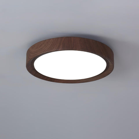 Wood-Grain LED Flush Mount Ceiling Light for Bedrooms and Dining Rooms