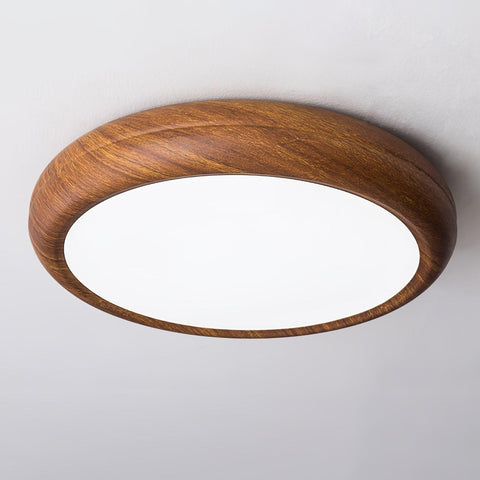 Wood-Grain LED Flush Mount Ceiling Light for Bedrooms and Dining Rooms
