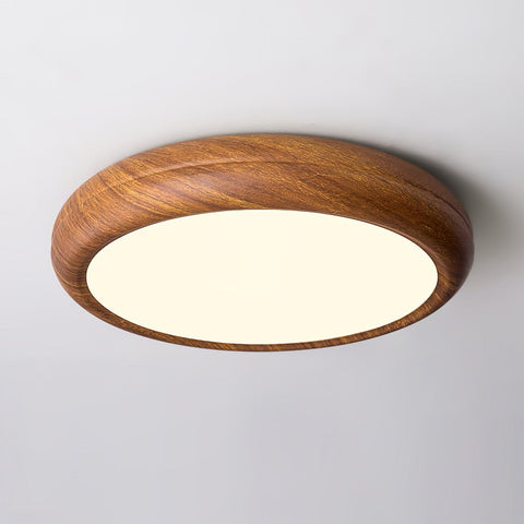 Wood-Grain LED Flush Mount Ceiling Light for Bedrooms and Dining Rooms