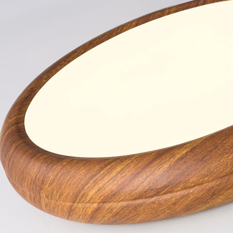 Wood-Grain LED Flush Mount Ceiling Light for Bedrooms and Dining Rooms