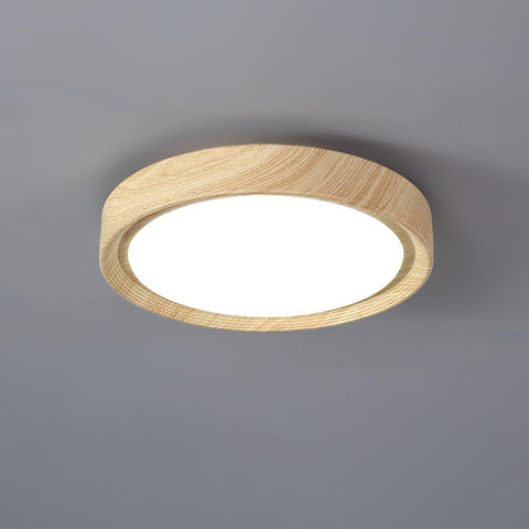 Wood-Grain LED Flush Mount Ceiling Light for Bedrooms and Dining Rooms