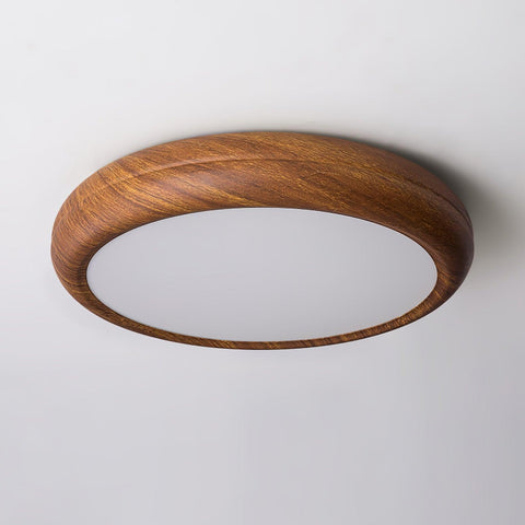 Wood-Grain LED Flush Mount Ceiling Light for Bedrooms and Dining Rooms