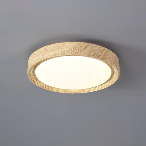 Wood-Grain LED Flush Mount Ceiling Light for Bedrooms and Dining Rooms