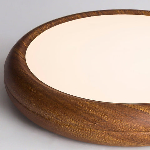 Wood-Grain LED Flush Mount Ceiling Light for Bedrooms and Dining Rooms