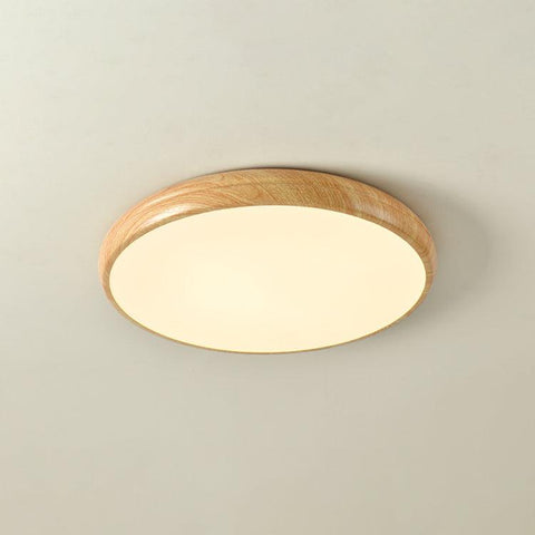 Wood-Grain LED Flush Mount Ceiling Light for Bedrooms and Dining Rooms