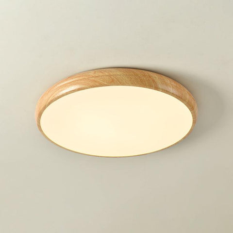Wood-Grain LED Flush Mount Ceiling Light for Bedrooms and Dining Rooms
